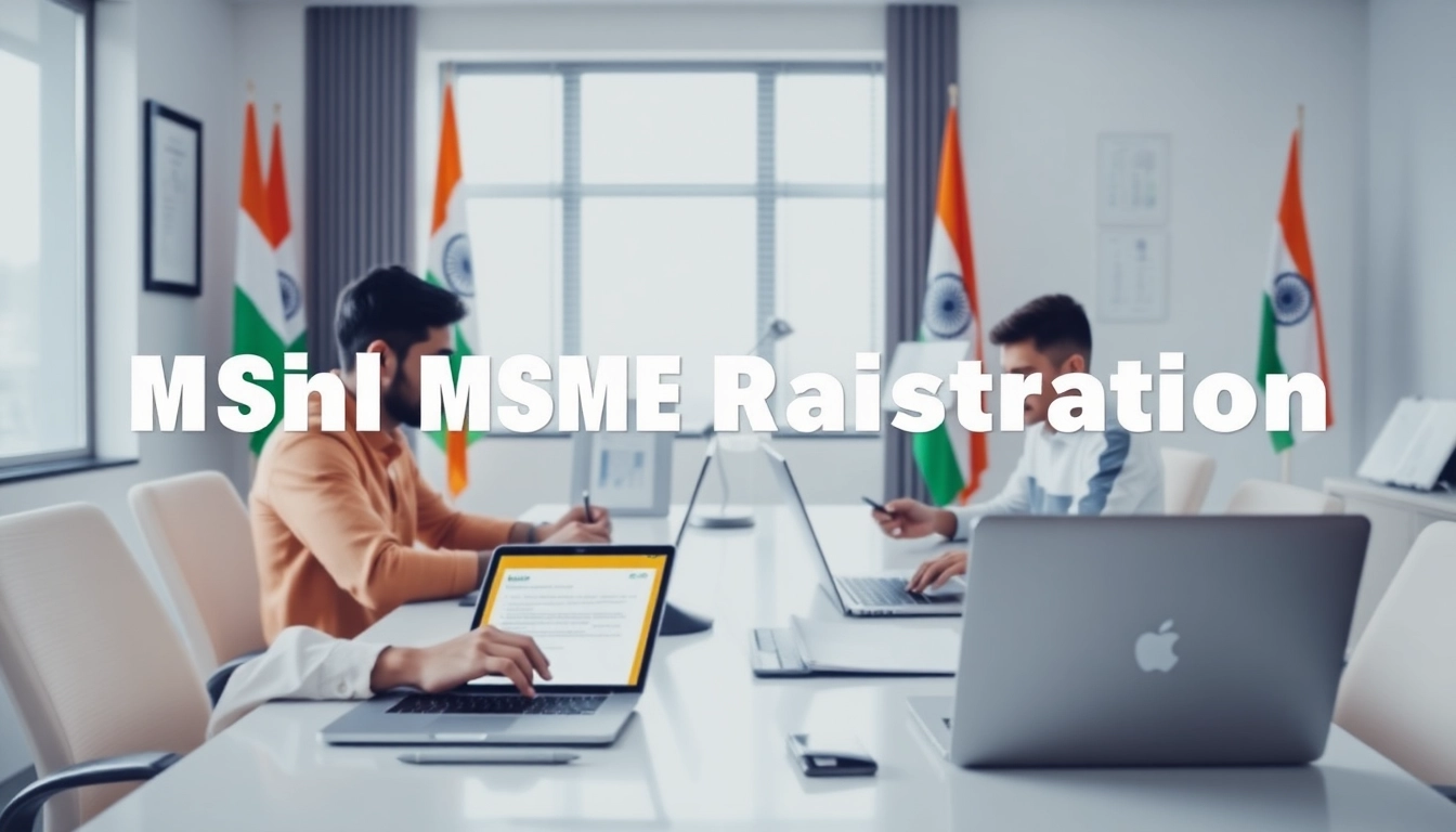 Udyam registration online process being completed by entrepreneurs on a laptop, symbolizing an easy MSME registration in India.