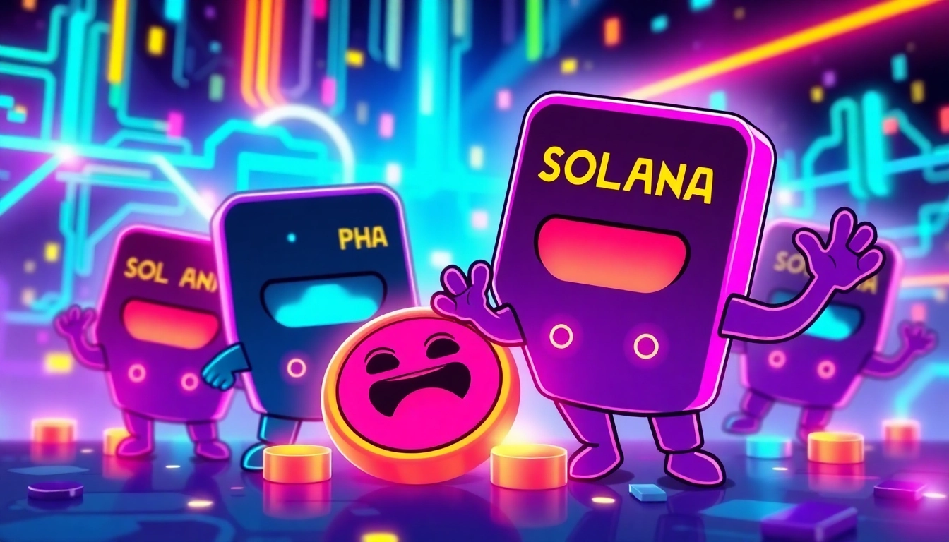 Engaging illustration showcasing Solana Meme Tokens thriving on blockchain with vibrant colors