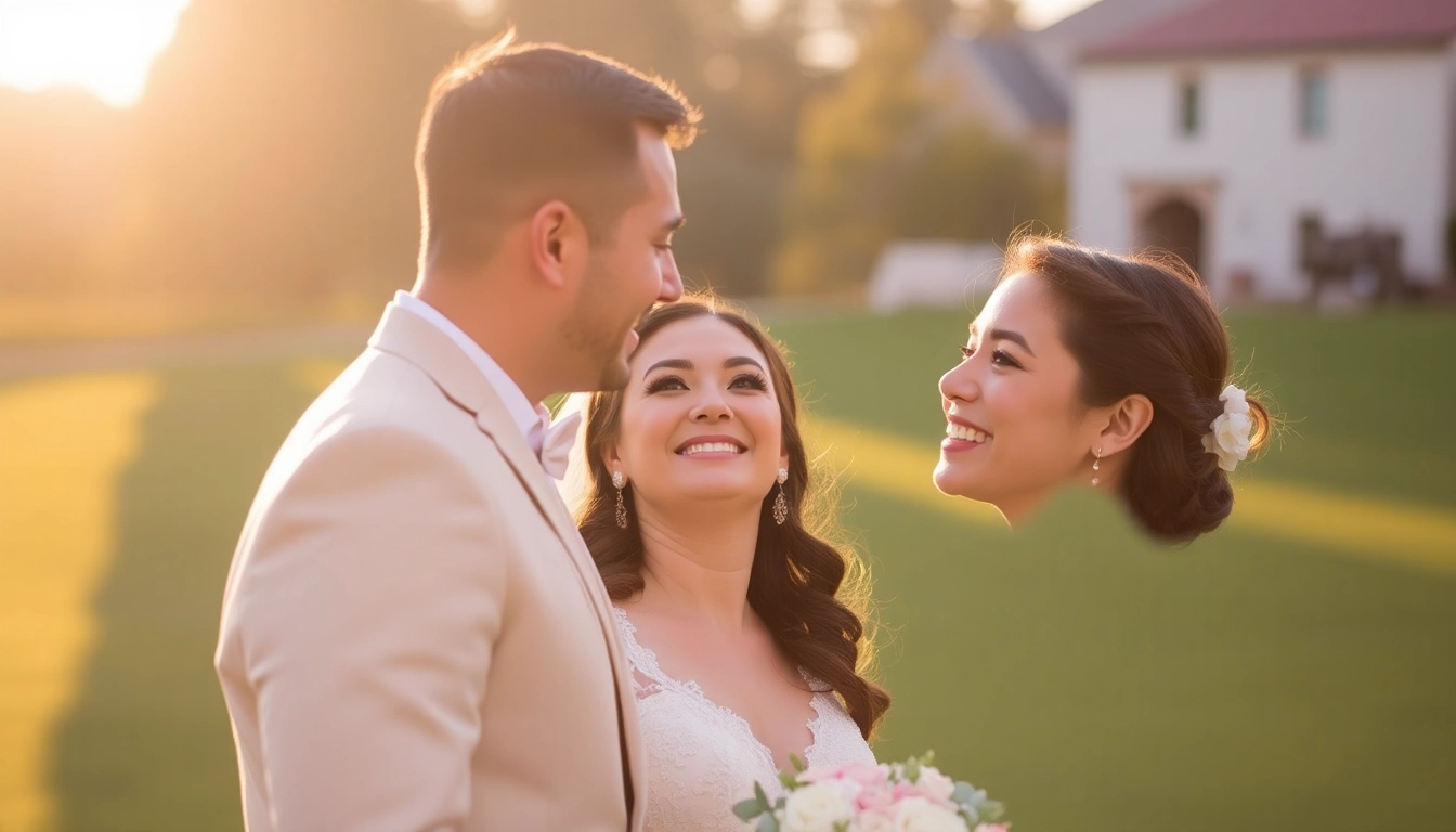 Professional eskuvoi fotozas capturing a joyful couple during outdoor wedding photos with