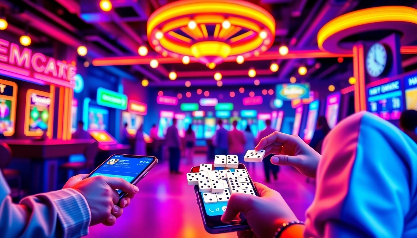 Illustration of a user performing a top up domino transaction on a mobile device in a digital