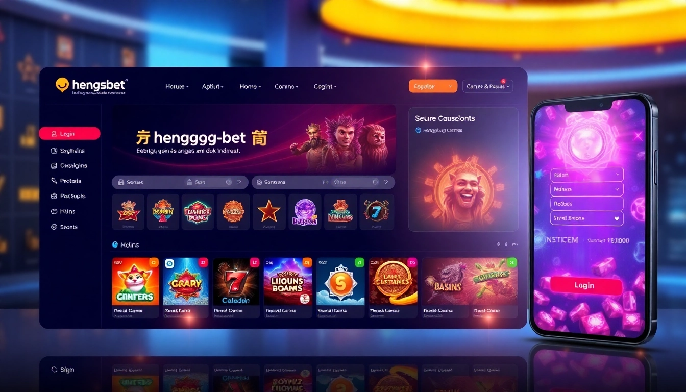 Hengongbet online casino platform showing secure login and wide game selection in action for