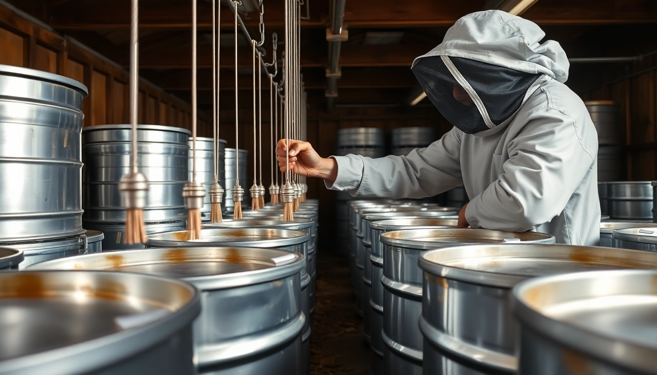 Tienda del apicultor-apidroches showcasing stainless steel drip support and honey containers